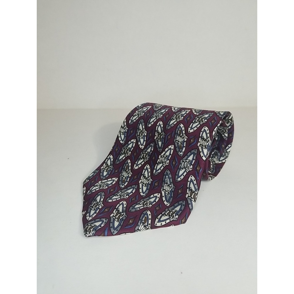 Sheaf & Caber Mens Neck‎ Tie 100% Silk Paisley Abstract Burgundy Purple 58x4